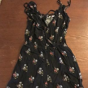 American Eagle Black Floral Romper